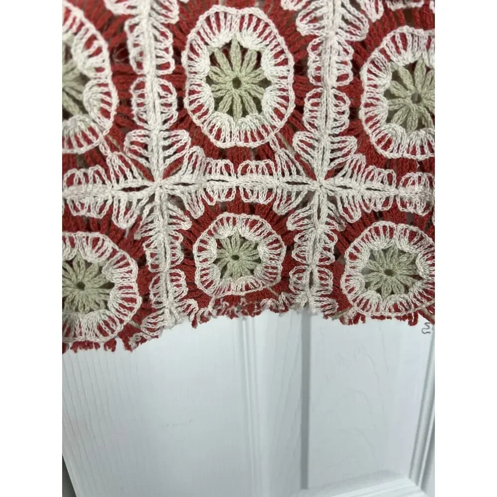 Rachel Zoe S/M Boho Sleeveless Crochet Knit Crop Top Granny Square Festival 70s - Picture 5 of 6